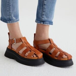 Ganni Creepers Grid Platform Fisherman Sandals - sz 39